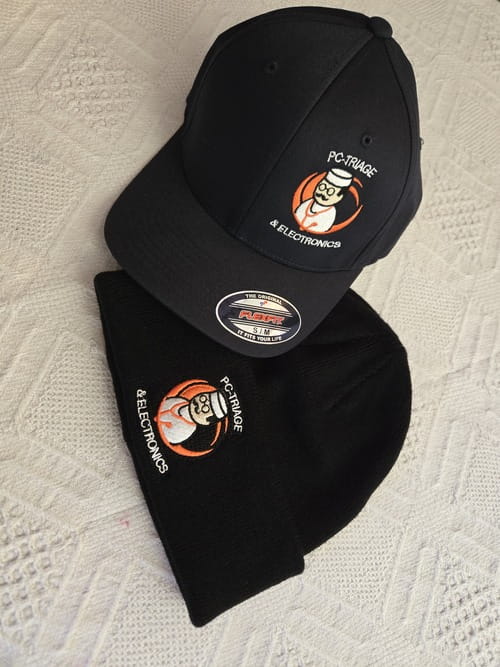 PC-Triage logo cap and beanie